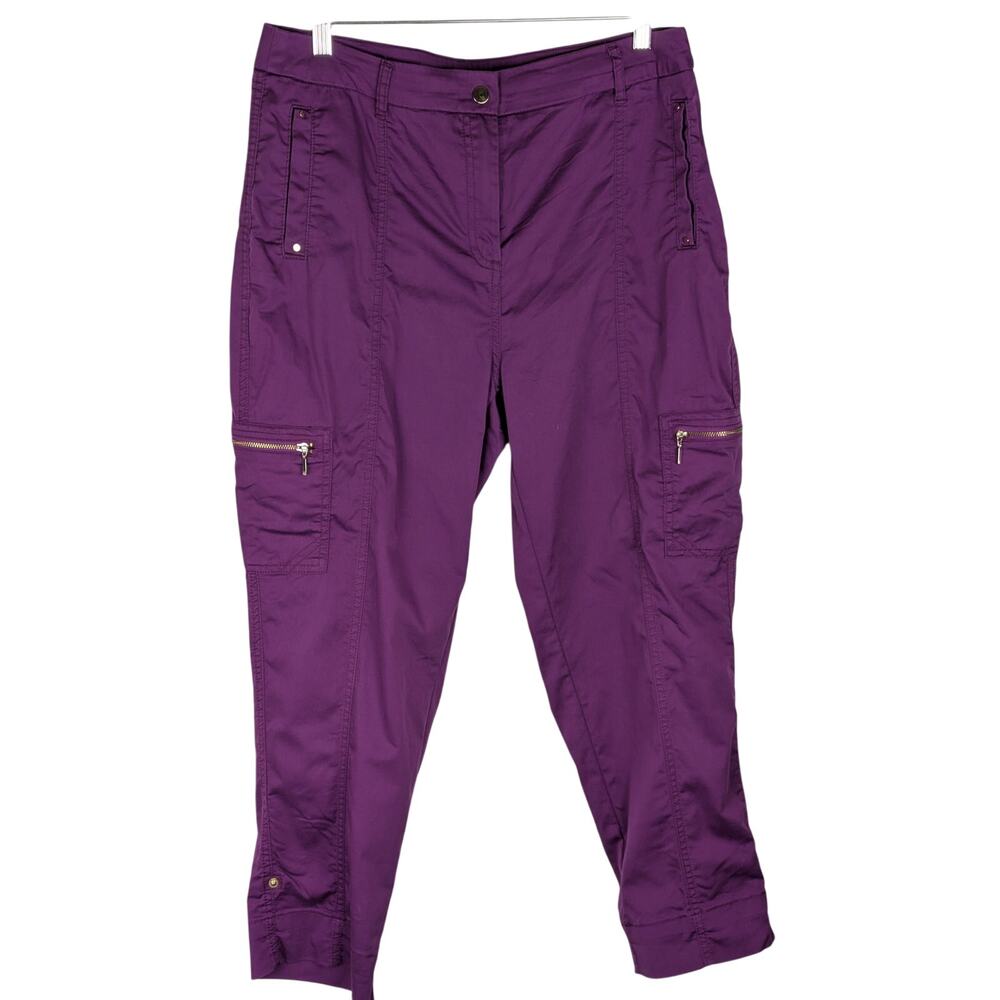 Purple/plum Chico'sCargo Crop Pants 1.5 M 10 Utility Whimsigoth Zip Pocket Crop